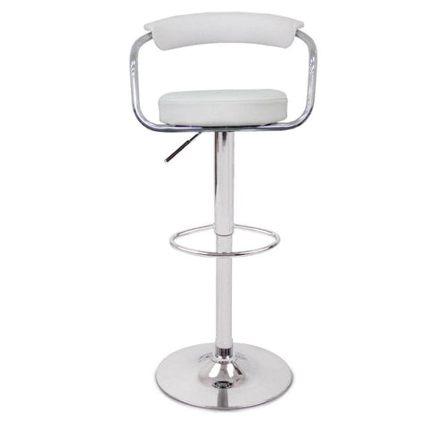 Comfortable White Bar Stools - Leather, High Back, Adjustable