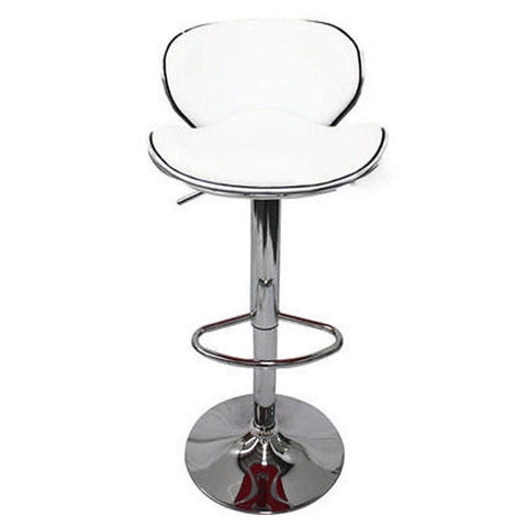 Comfortable White Bar Stools - Leather, Mid-High Back