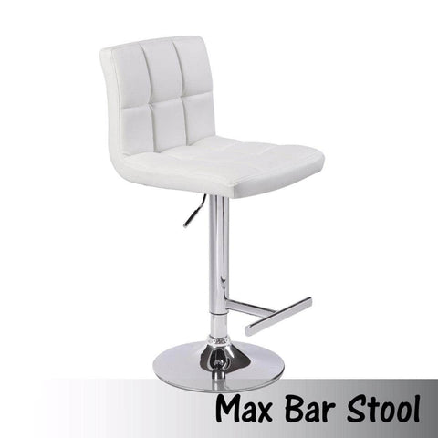 Comfortable White Bar Stools - Leather, Mid-High Back, Adjustable