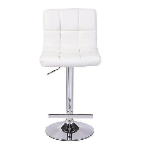 Comfortable White Bar Stools - Leather, Mid-High Back, Adjustable