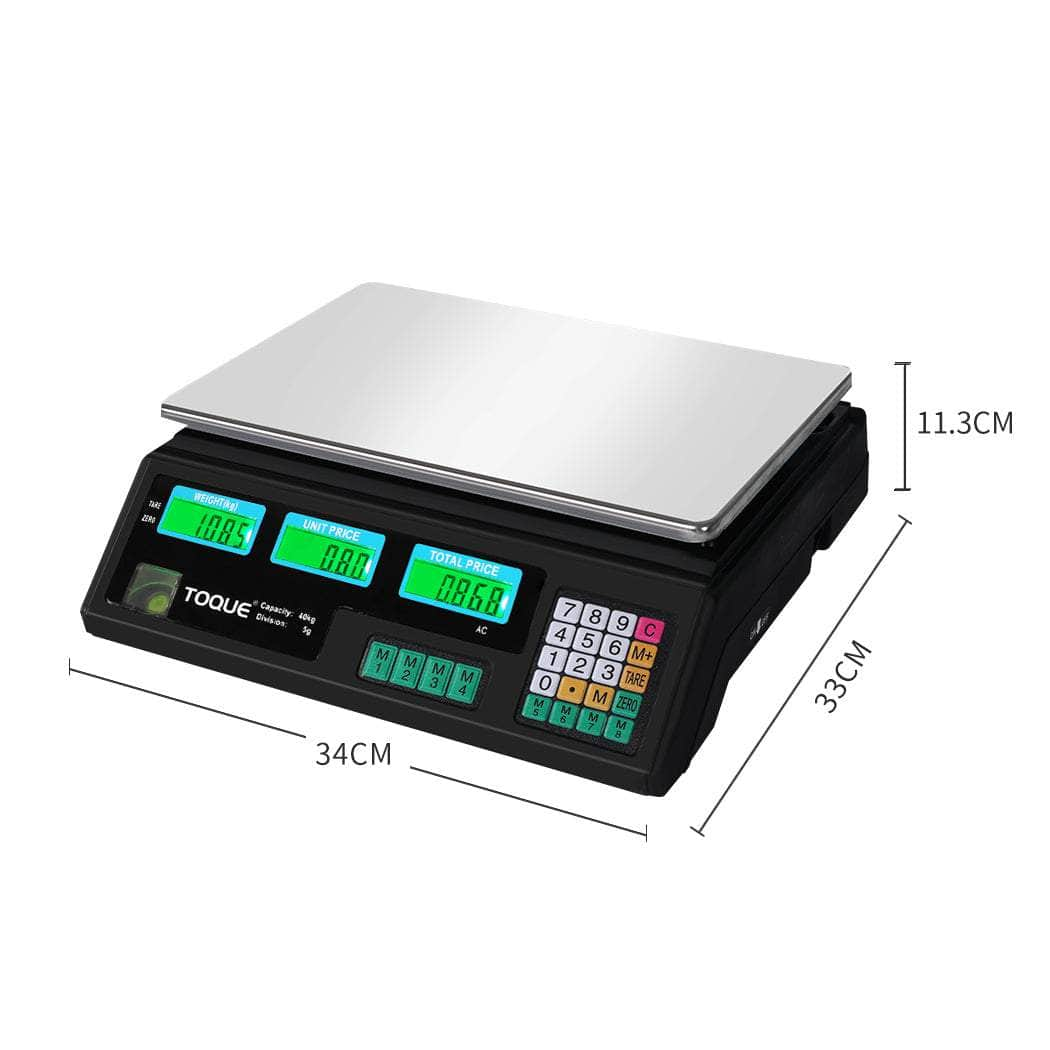 Commercial Digital Kitchen Scales LCD Shop 40KG Food Weight Electronic Scale