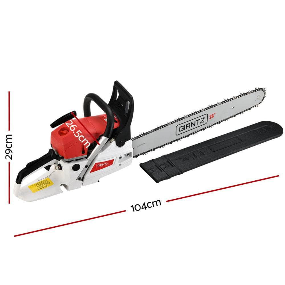 Commercial Petrol Chainsaw E-Start 24" Bar Oregon Chain Saw