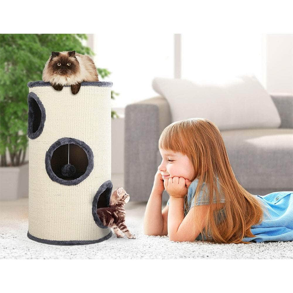 Compact 70cm Cat Tree with Scratching Post & Toys