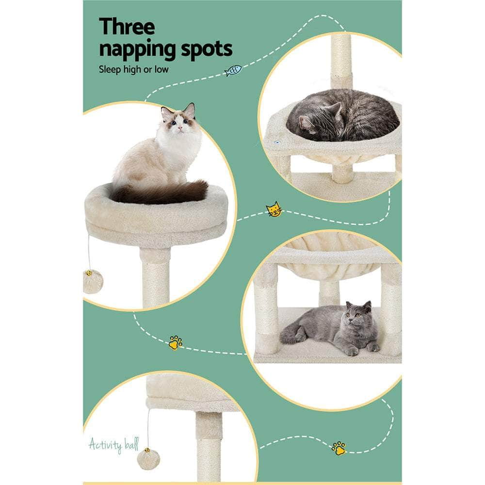 Compact Cat Tree Tower with Scratching Posts - 69cm