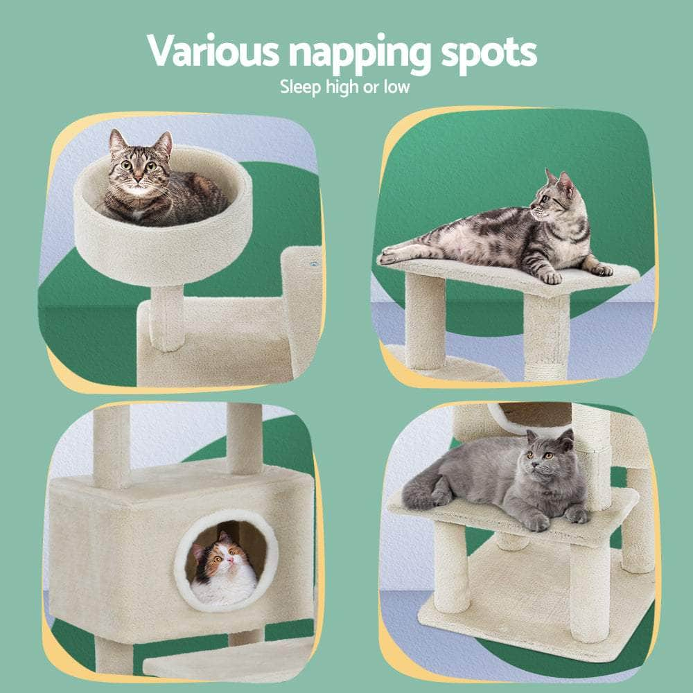 Compact Cat Tree Tower with Scratching Posts - 90cm