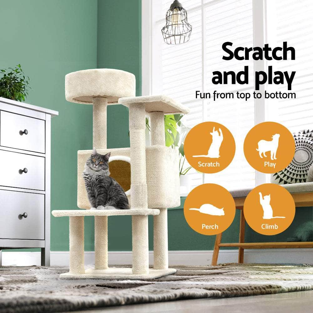 Compact Cat Tree Tower with Scratching Posts - 90cm