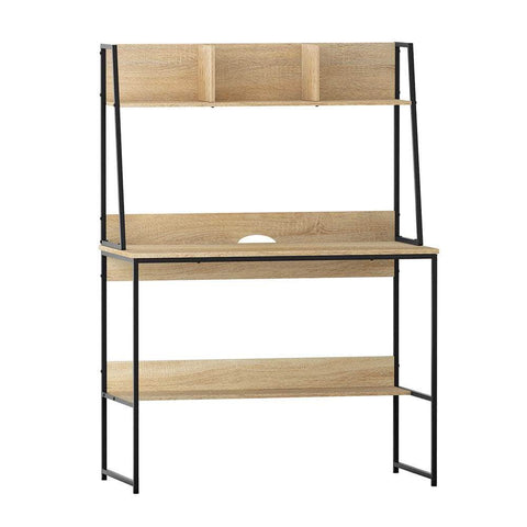 Computer Desk Bookshelf Storage 100Cm Oak