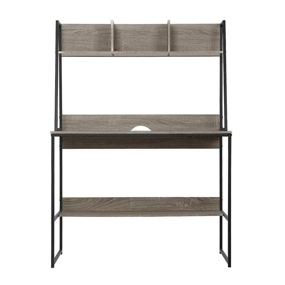 Computer Desk Bookshelf Storage Grey 100Cm