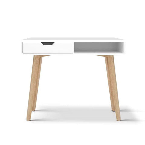 Computer Desk Drawer Cabinet Shelf White 90Cm