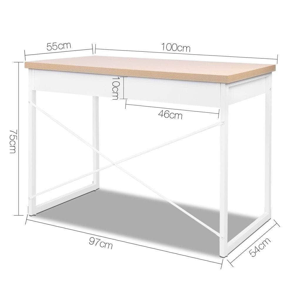 Computer Desk Drawer Storage Oak 100Cm