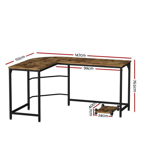 Computer Desk L-Shape CPU Stand Brown 147CM