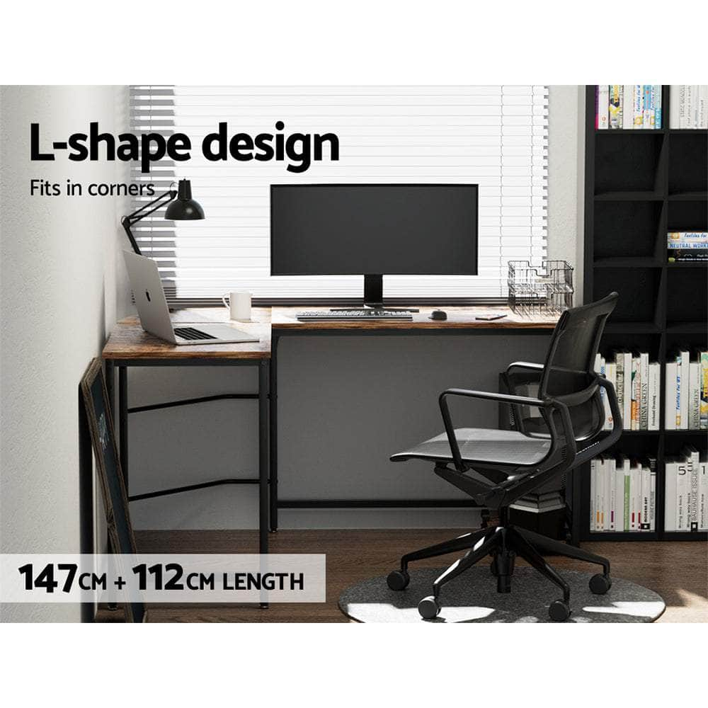 Computer Desk L-Shape CPU Stand Brown 147CM