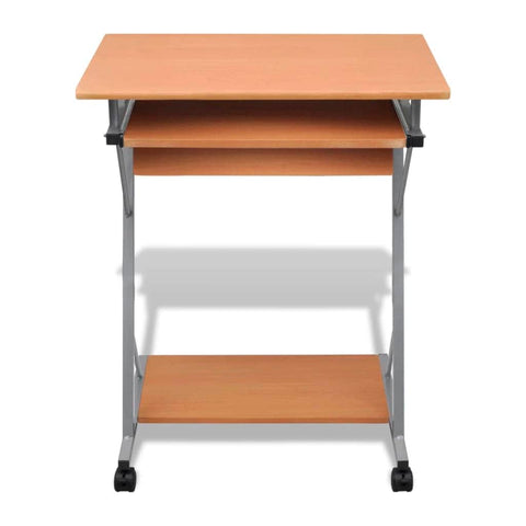 Computer Desk Pull Out Tray Brown Furniture Office Student Table