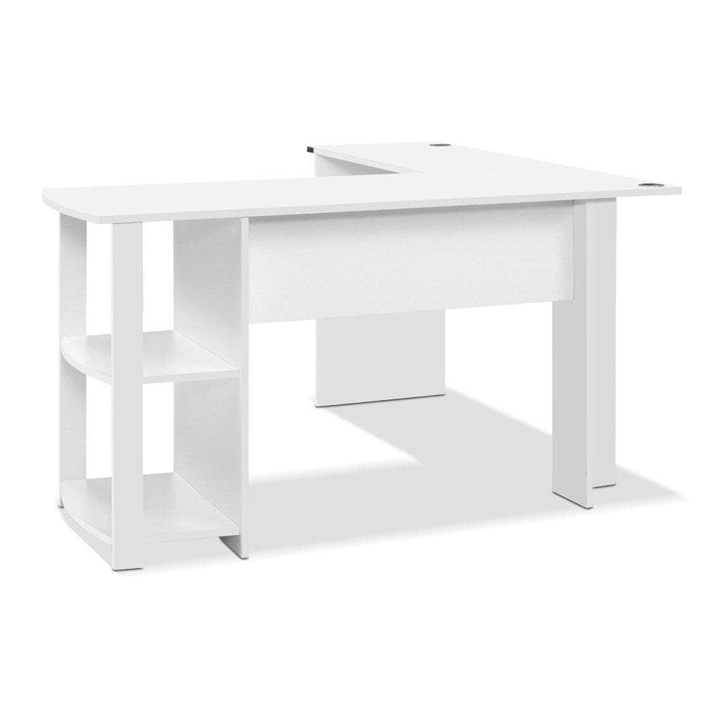 Computer Desk Shelf L-Shape White 136Cm