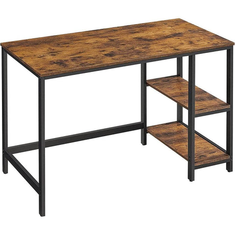 Computer Desk With 2 Shelves Rustic Brown And Black