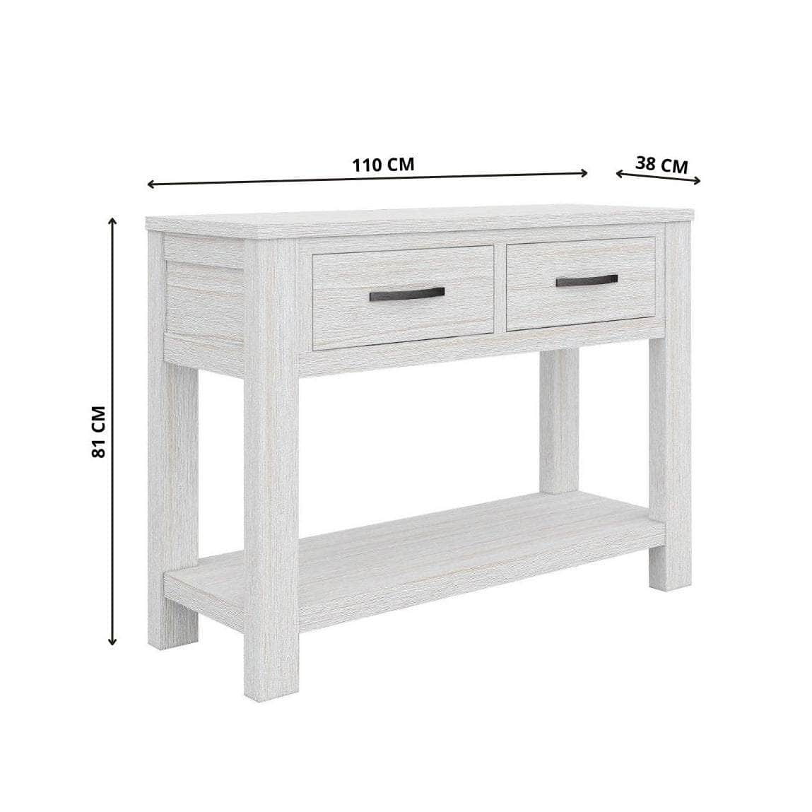 Console Hallway Entry Table 110Cm Solid Mt Ash Timber Wood - White