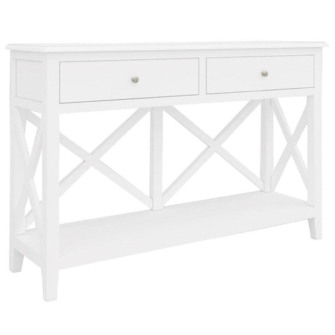 Console Hallway Entry Table 120Cm Solid Acacia Timber Wood Hampton - White