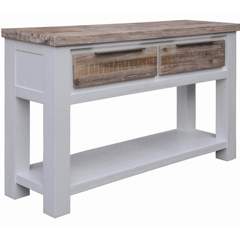 Console Hallway Entry Table 130Cm Solid Acacia Timber Wood -White Brush