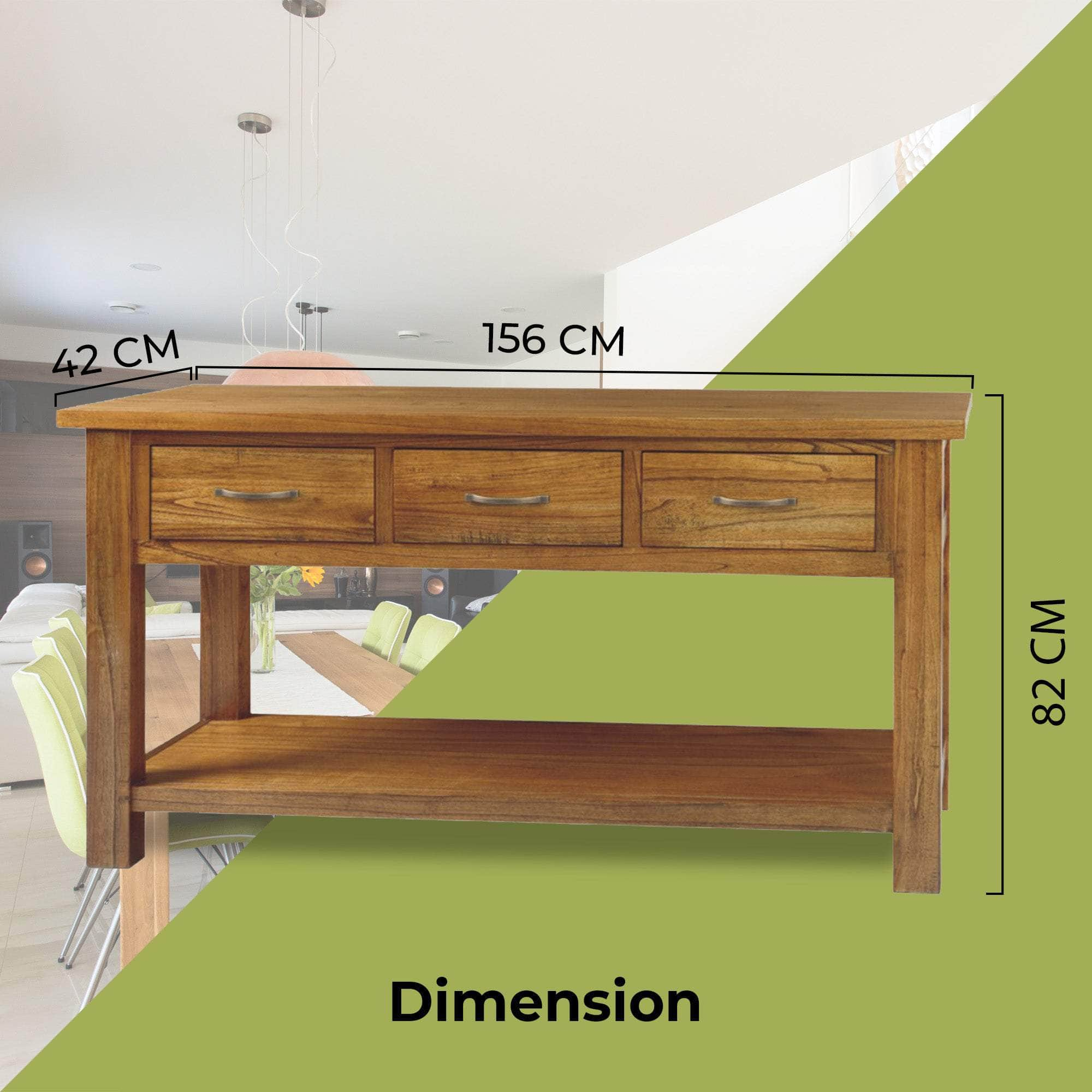 Console Hallway Entry Table 156Cm Solid Mt Ash Timber Wood - Brown