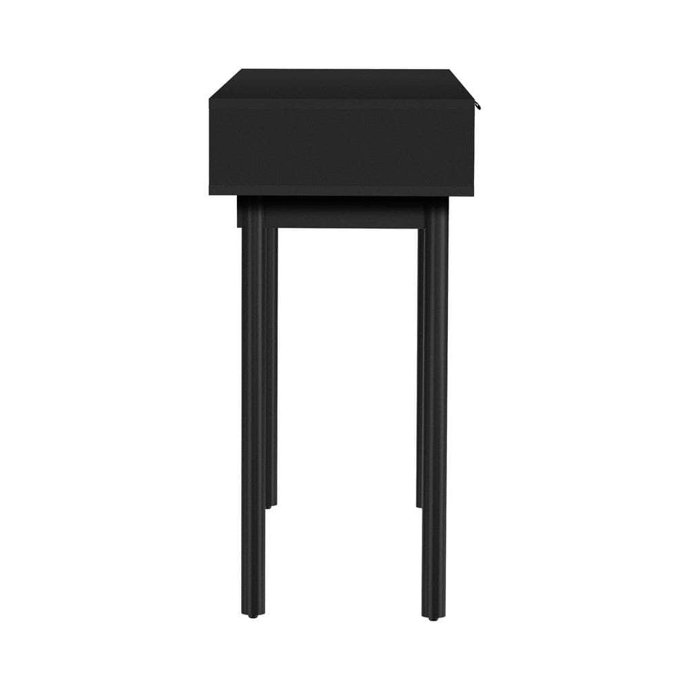 Console Table 100cm Entry Hallway Side Table with 2 Storage Drawer Black