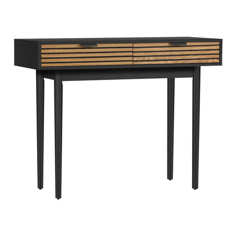 Console Table 100cm Entry Hallway Side Table with 2 Storage Drawer Black