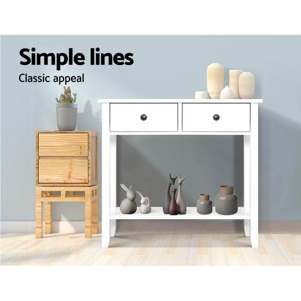 Console Table 2 Drawers 80Cm White Chole