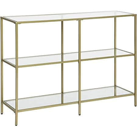 Console Table 3 Tier Tempered Glass Sofa Table For Modern Storage Shelf Golden