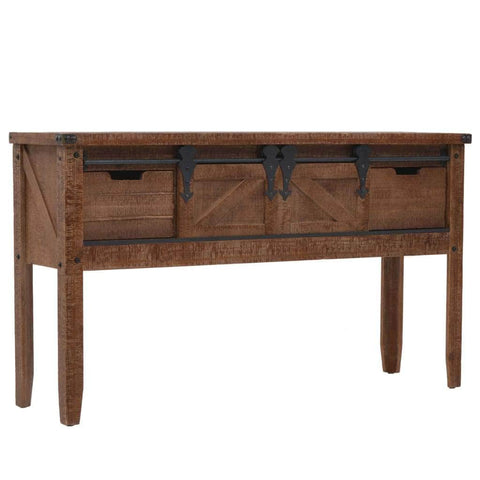 Console Table Solid Fir Wood Brown