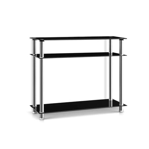 Console Table Tempered Glass Black