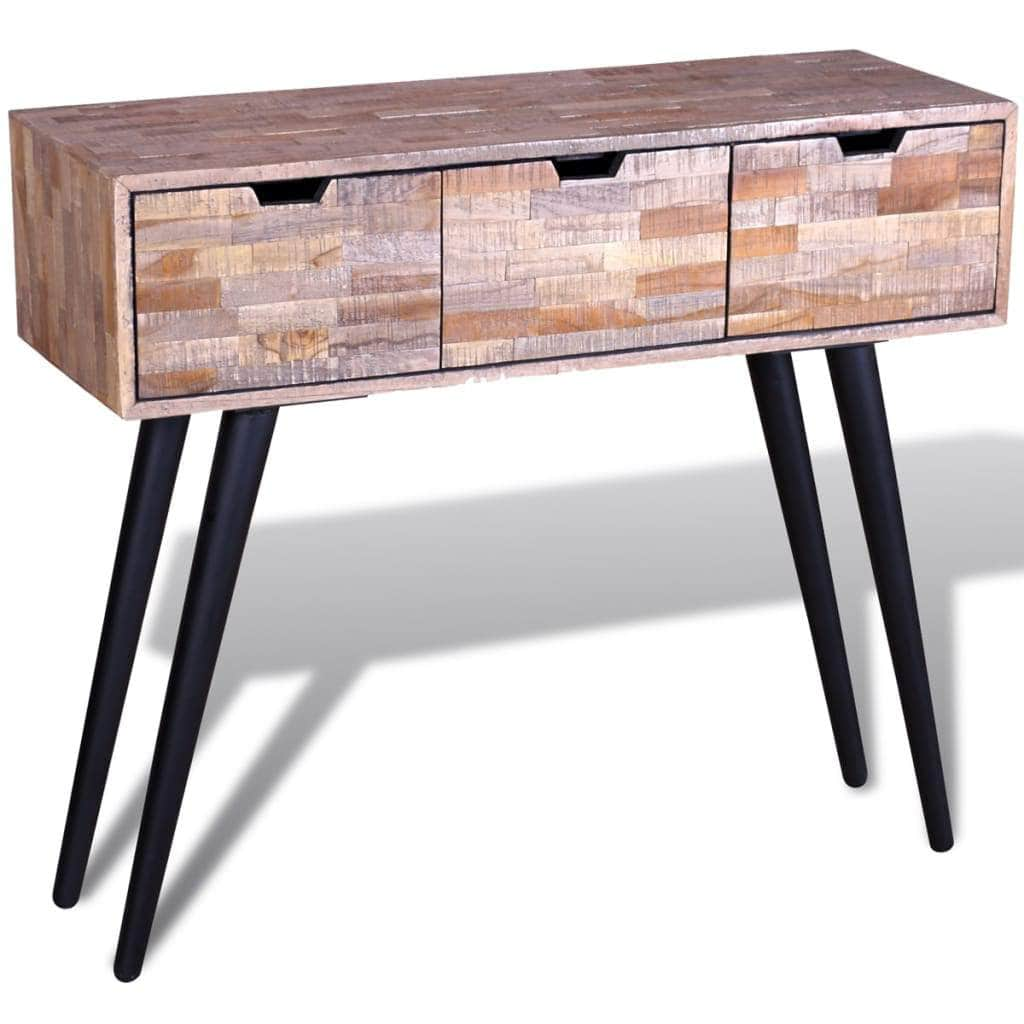 Console Table with 3 Drawers Reclaimed Teak Wood