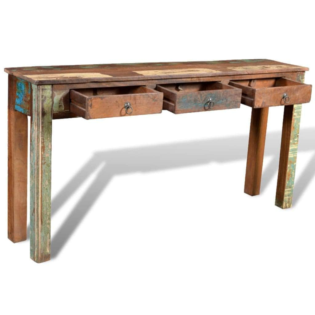 Console Table with 3 Drawers Reclaimed Wood