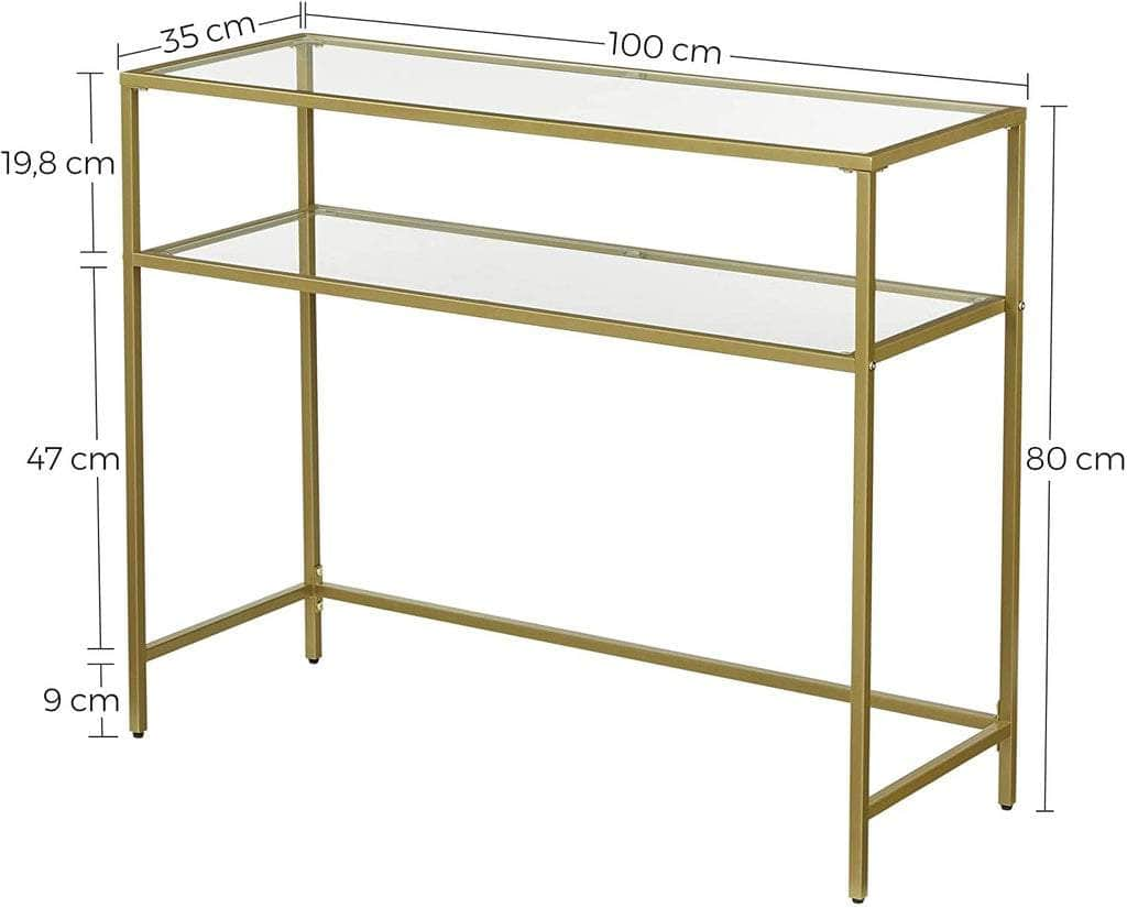 Console Table With Tempered Glass Gold Colour