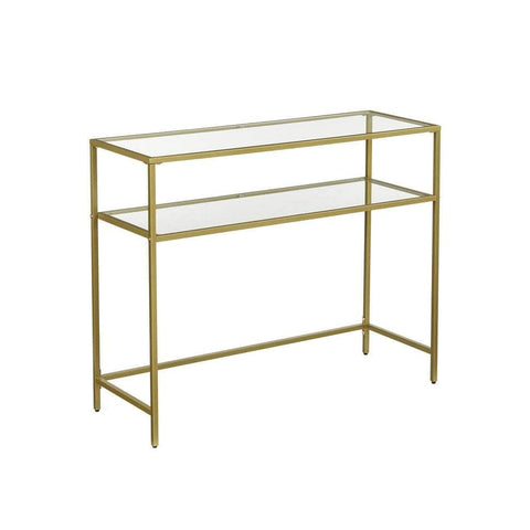 Console Table With Tempered Glass Gold Colour