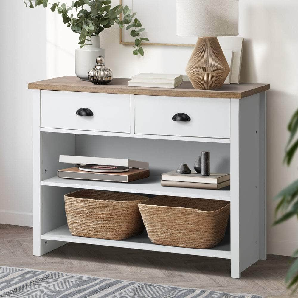 Console Table Wood with 2 Drawers