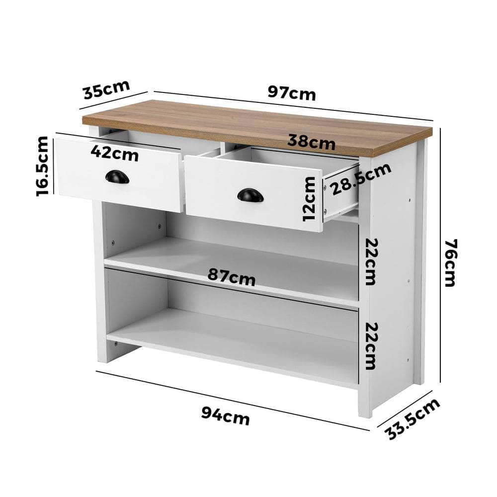 Console Table Wood with 2 Drawers