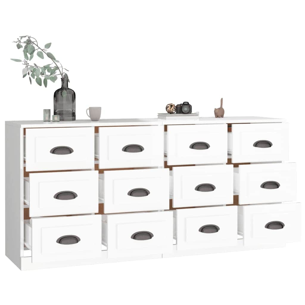 Contemporary 2 Pcs of White Engineered Wood Sideboards