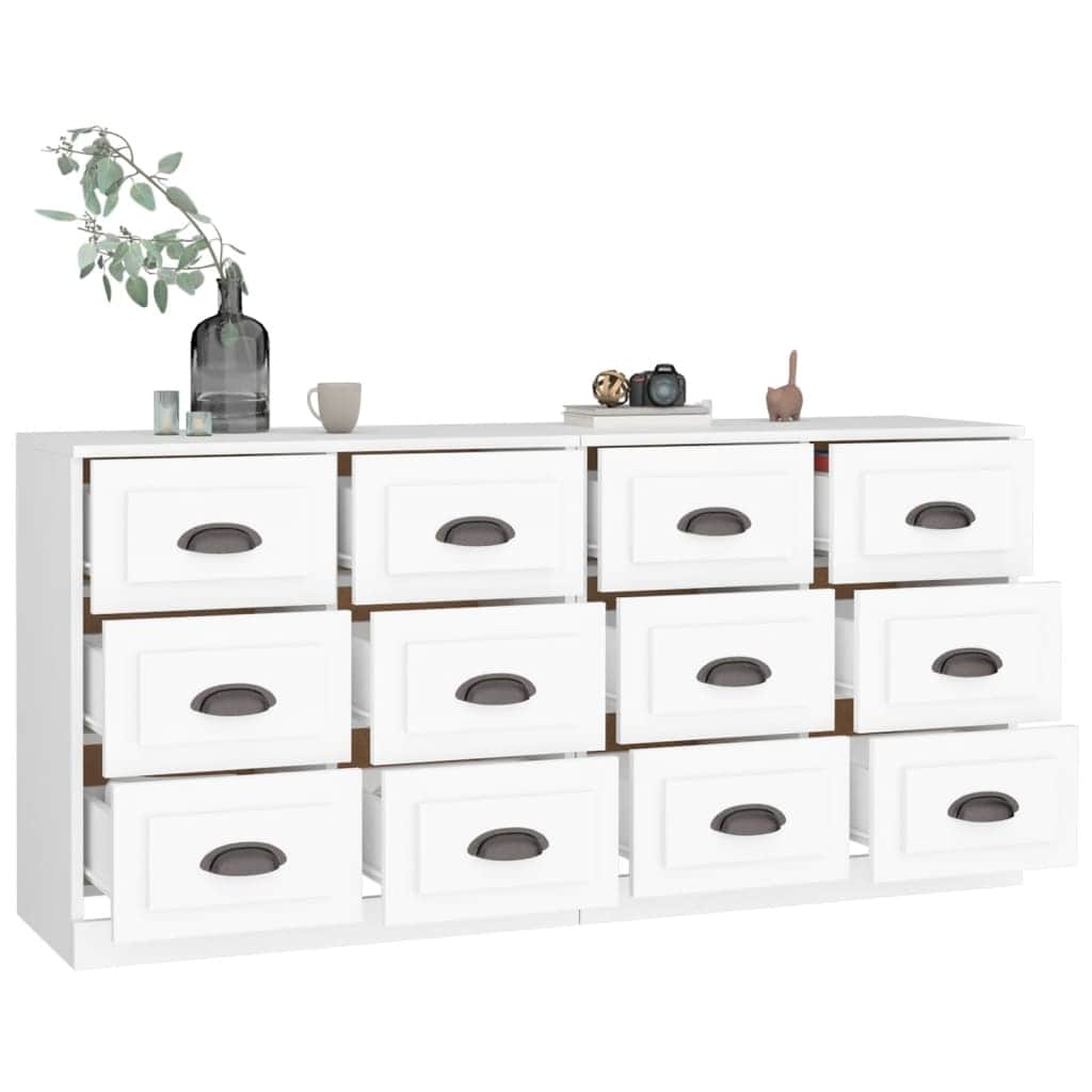 Contemporary 2 Pcs of White Engineered Wood Sideboards