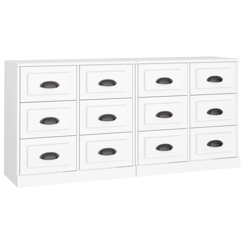 Contemporary 2 Pcs of White Engineered Wood Sideboards