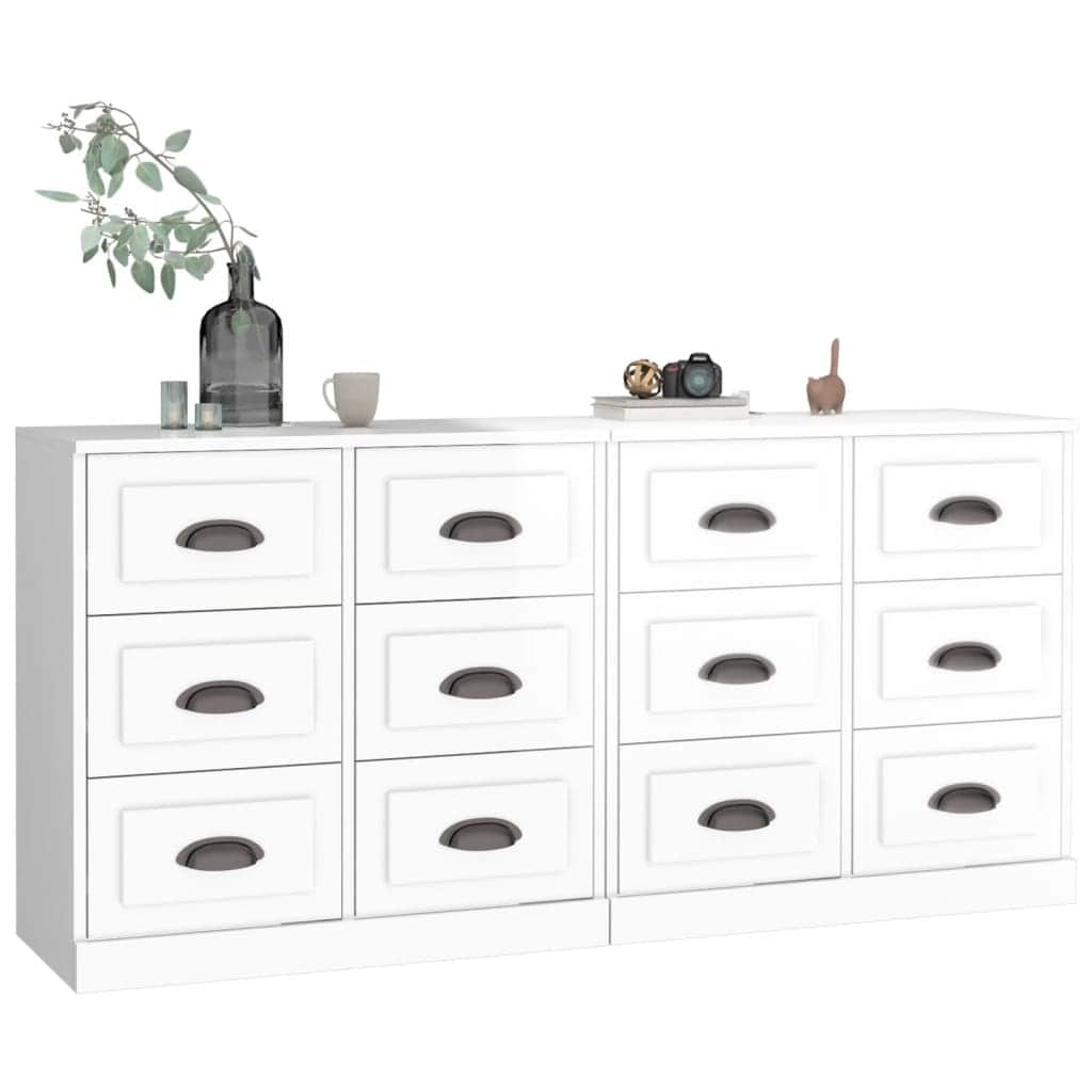 Contemporary 2 Pcs of White Engineered Wood Sideboards