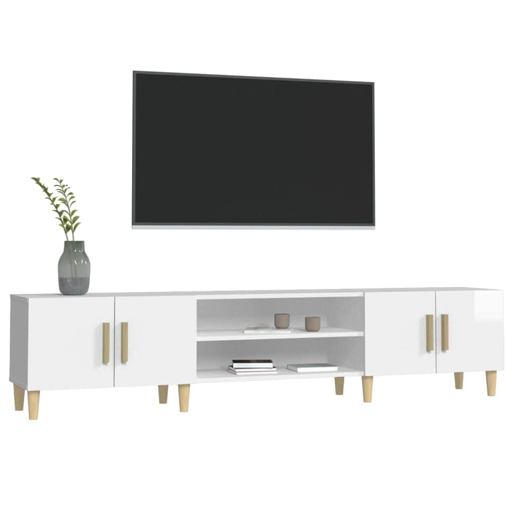 Contemporary Black Engineered Wood TV Stand