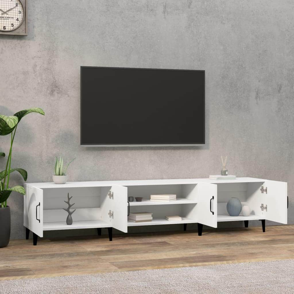 Contemporary Black Engineered Wood TV Stand