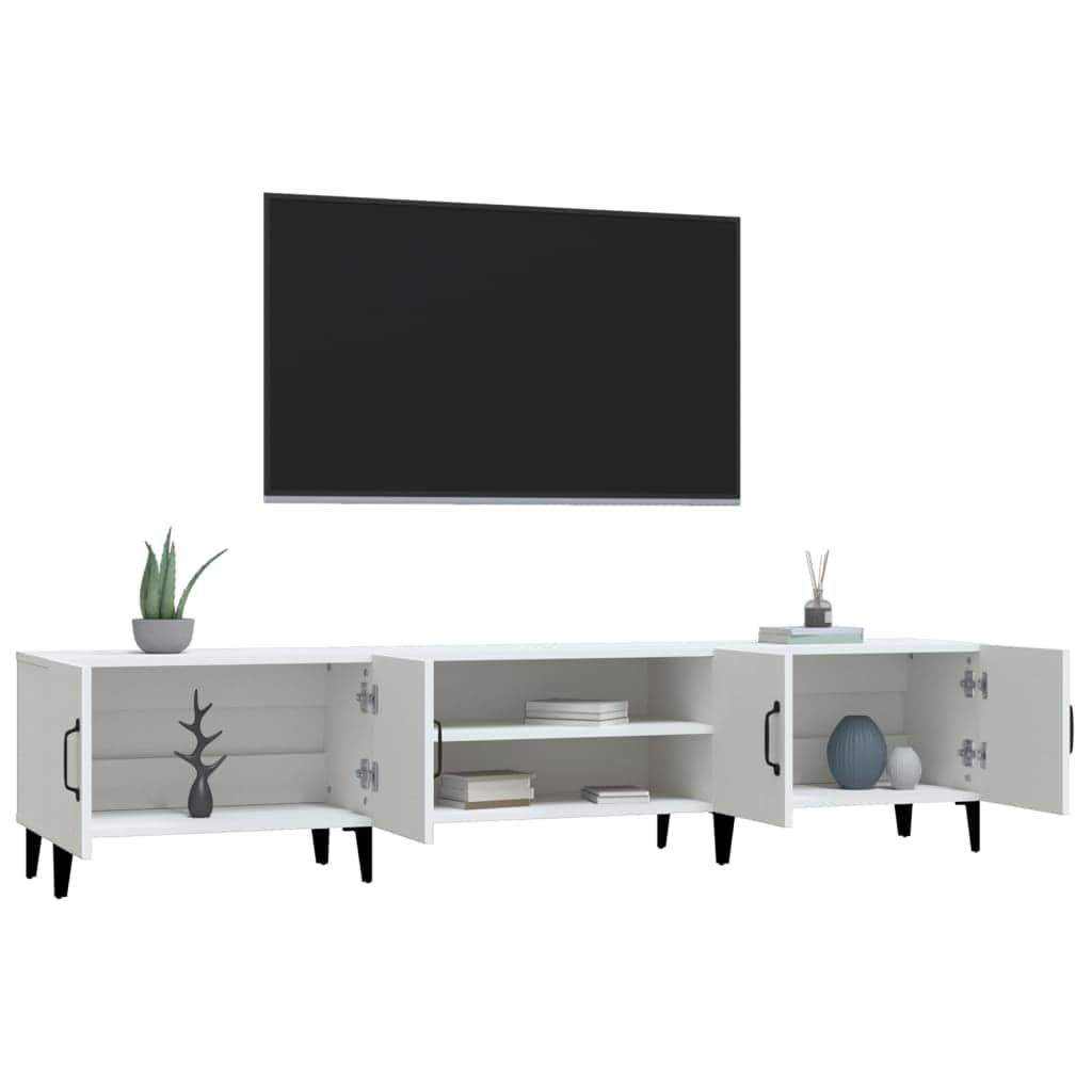 Contemporary Black Engineered Wood TV Stand