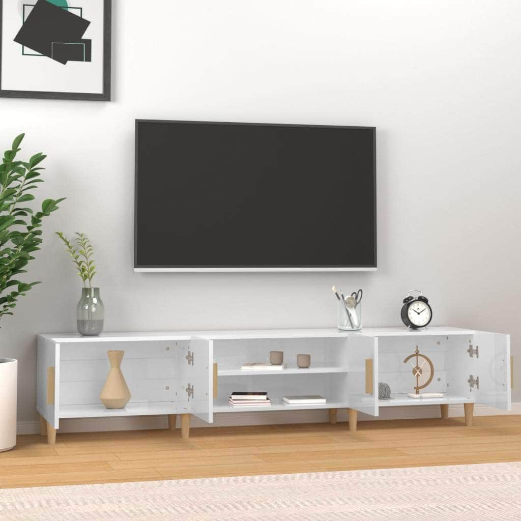 Contemporary Black Engineered Wood TV Stand