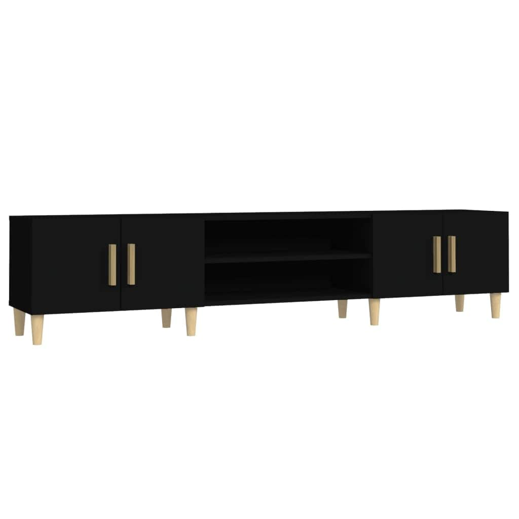 Contemporary Black Engineered Wood TV Stand