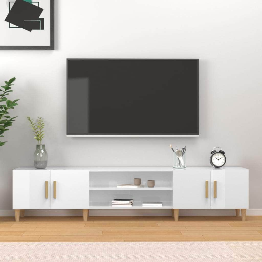 Contemporary Black Engineered Wood TV Stand