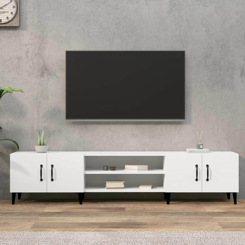 Contemporary Black Engineered Wood TV Stand