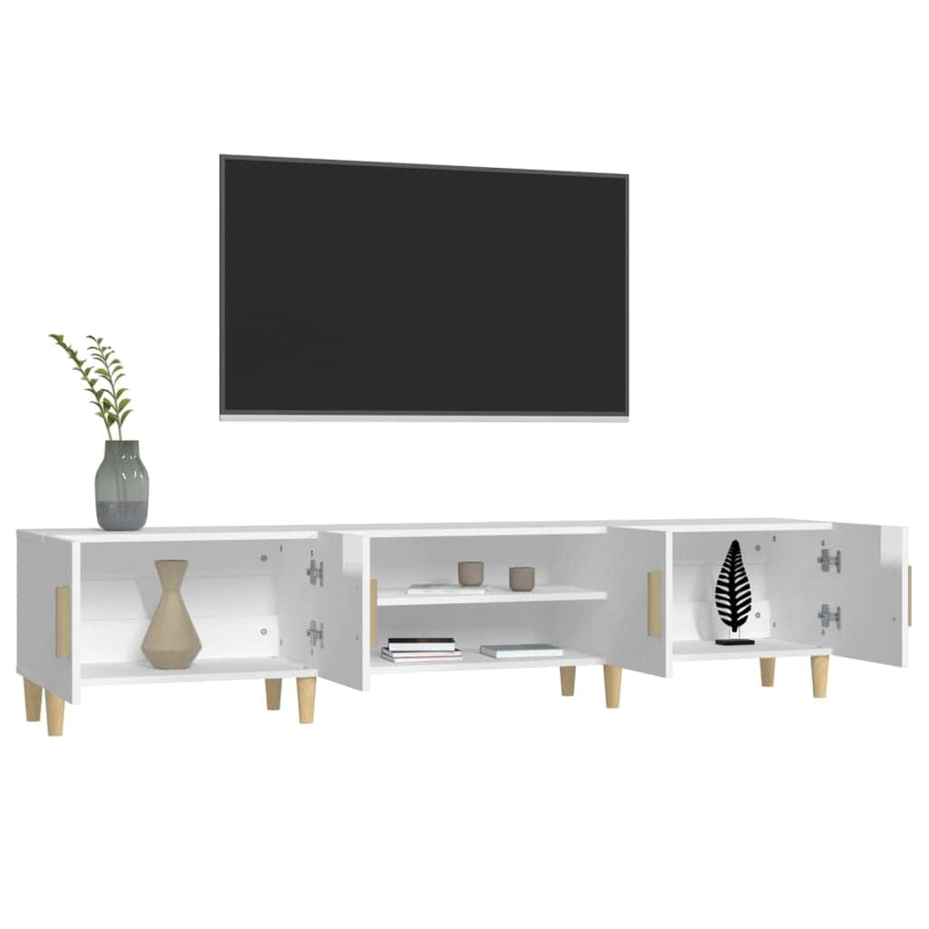 Contemporary Black Engineered Wood TV Stand