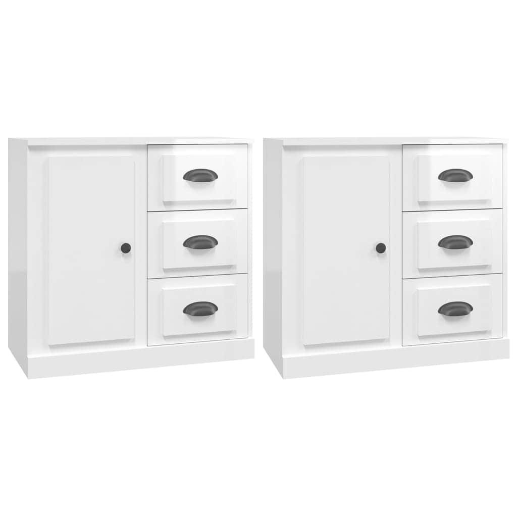 Contemporary Set of 2 White Engineered Wood Buffets