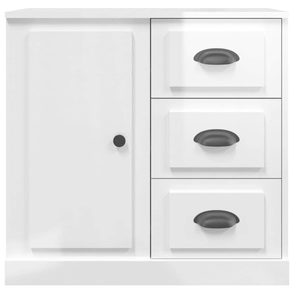 Contemporary Set of 2 White Engineered Wood Buffets