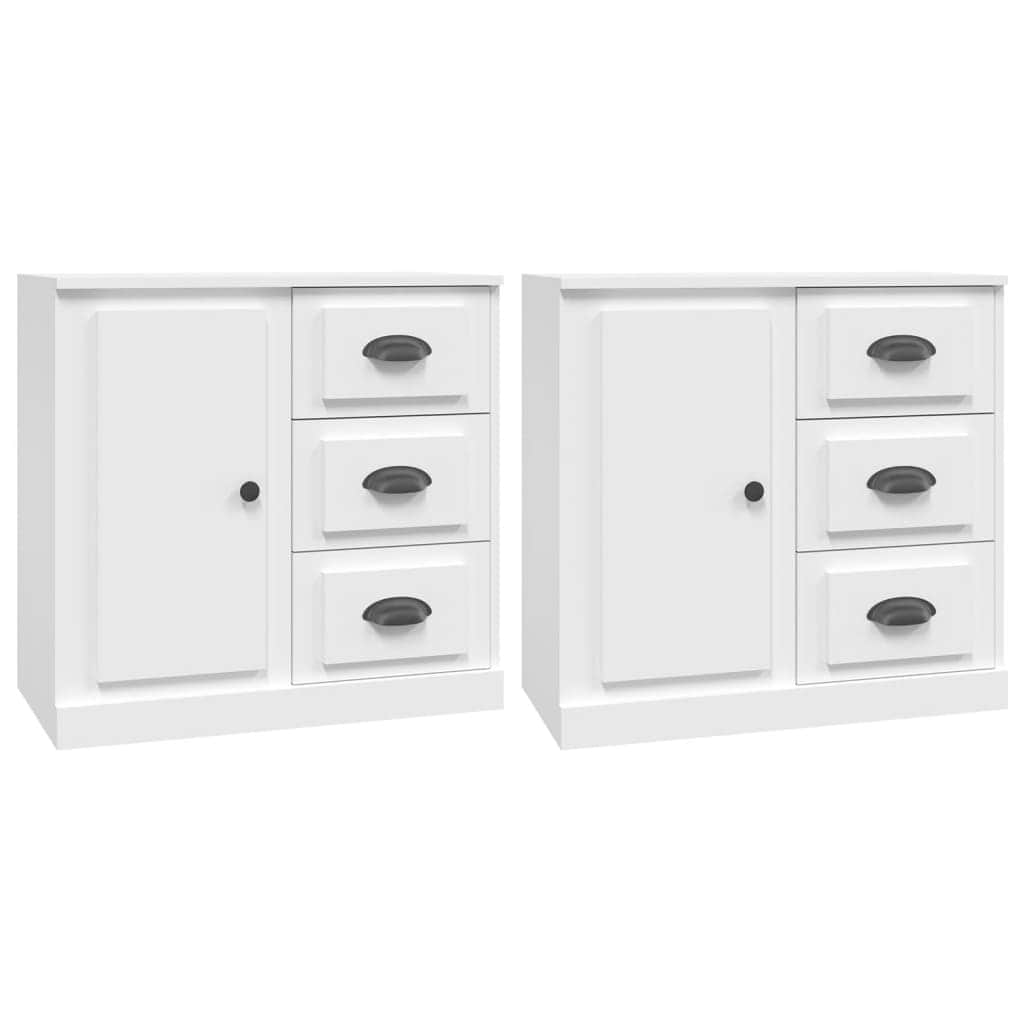 Contemporary Set of 2 White Engineered Wood Buffets